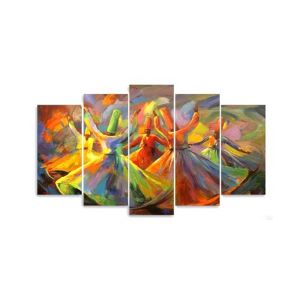 Maguari Sufi Oil Painting Synthetic Canvas Small Wall Frame 5 Pcs (0718)