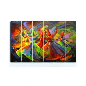 Maguari Sufi Oil Painting Synthetic Canvas Small Wall Frame 6 Pcs (0719)