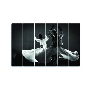 Maguari Sufi Synthetic Canvas Small Wall Frame 6 Pcs Black & White (0731)