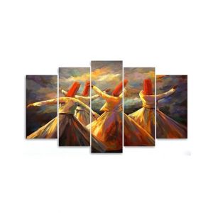 Maguari Sufism Oil Painting Synthetic Canvas Small Wall Frame 5 Pcs (0721)