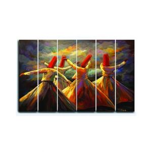 Maguari Sufism Oil Painting Synthetic Canvas Small Wall Frame 6 Pcs (0722)