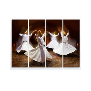 Maguari Sufism Synthetic Canvas Small Wall Frame 4 Pcs (0726)