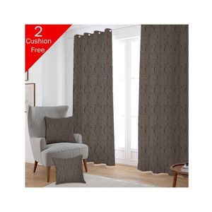 Maguari Taffeta Embriodery Curtain With Cushion Cover 2 Pcs Grey