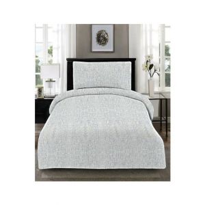 Maguari Texture Single Bed Sheet White & Blue (0322)