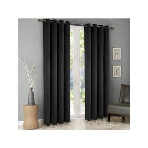 Maguari Velvet Jacquard Curtains 2 Pcs Black