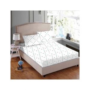 Maguari Printed Jersey Double Bed Sheet White (0453)