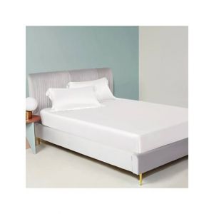 Maguari Silk Fitted Double Bed Sheet With Pillow Covers White