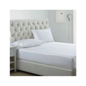 Maguari Soft Satin Silk Fitted Double Bed Sheet White (0449)