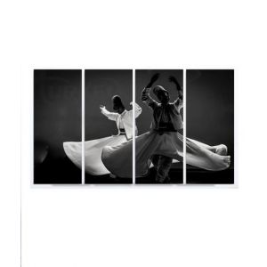Maguari Sufi Canvas Medium Wall Frame 4 Pcs Black & White (0711)