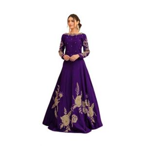 Azhari Traders Embroidery Long Maxi With Trouser-Purple