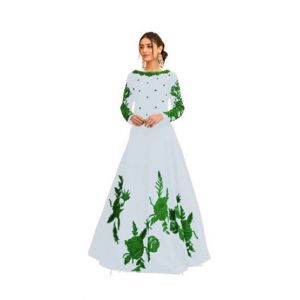 Azhari Traders Embroidery Long Maxi With Trouser-White