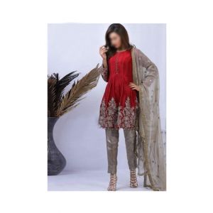 Mehakmall Fancy Party Wear Suit For Women Red (0012)