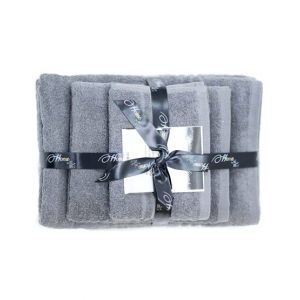 Mizaj Grey Storm Bath And Hand Towel Set Of 2 (MHT2-207)