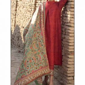 Mizaj Flame Embroidered Unstitched Lawn 3 Piece Suit (TD-015)
