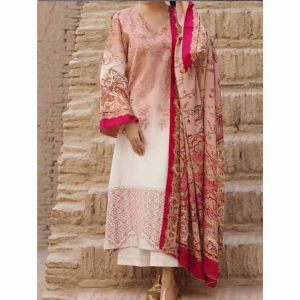 Mizaj Persimmon Embroidered Unstitched Jacquard 3 Piece Suit (TD-003)