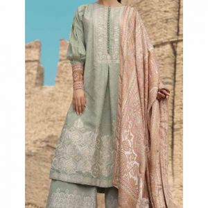 Mizaj Tapioca Embroidered Unstitched Lawn 3 Piece Suit (TD-014)