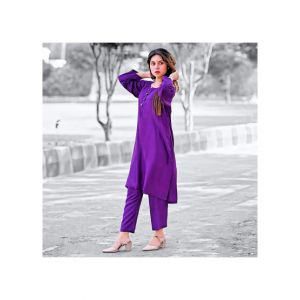 Vcare Natural 2 Pieces Casual Suit For Women Light Purple - ML-Medium
