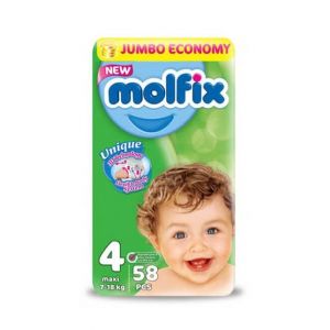 Molfix 58 Pcs Jumbo Pack Baby Diaper - Size 4
