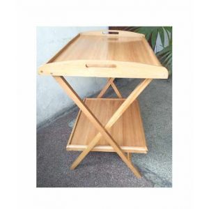 MRB TRADE Double Shelf Foldable Table Beech Wood