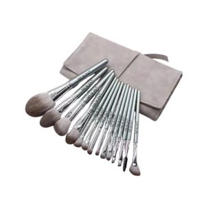 Muicin Eye and Face Makeup Brush Set Pouch Grey - 14 pieces