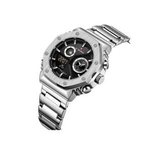 Naviforce Dual Time Edition Watch For Men Silver (NF-9216-6)