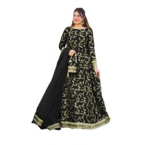 Azhari Traders Embroidered Top With Long Flare 4 Piece Suit -Green