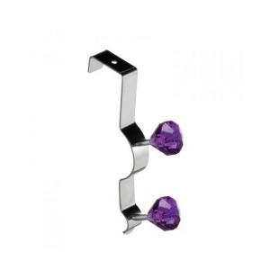 Premier Home Over Door Diamantes Double Hook Hanger - Purple (509778)