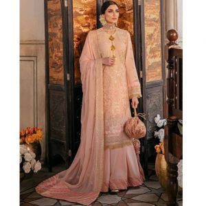 Salitex Gulab Dastak Luxury Chiffon Unstitched 3 Piece Suit Pink (HC-23)