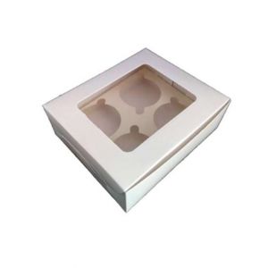 Packzypk Cupcake Box For 4 White (Pack of 20)