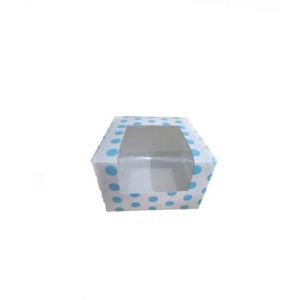 Packzypk Single Cupcake Box 3.5x3.5x2.5 Polca Dots Blue