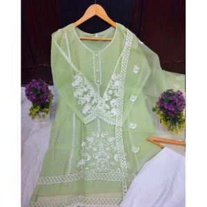 Pista Collection 3pcs Sleeves Embroidered Shirt-Light Green