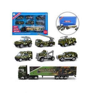 Planet X Army Cars With Container Truck - 6 Pcs Set (PX-11323)
