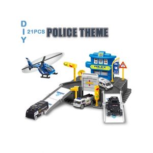 Planet X DIY Police Parking Garage Set With Alloy Cars (PX-11285)