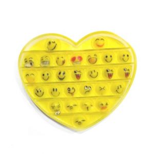 Planet X Pop Bubble Fidget Smiley Emoji Heart Silicone Toy (PX-11104)