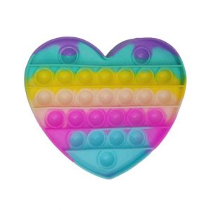 Planet X Pop Bubble Fidget Spinner Pop It Rainbow Heart Silicone Toy (PX-11144)