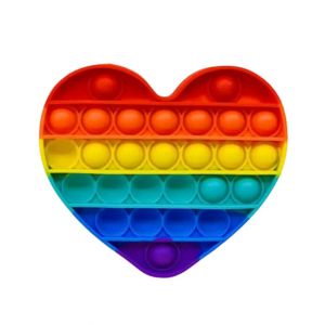 Planet X Rainbow Heart Fidget Push Pop Bubble 5 Inches