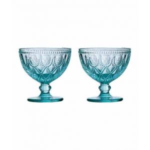 Premier Home Fleur Blue Glass Sundae Dishes Set Of 2 (1404797)