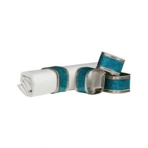 Premier Home Turquoise Glitter Napkin Rings Set Of 4 (1403766)