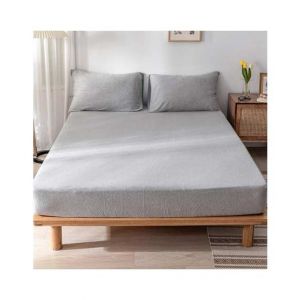 Rainbow Linen Fitted Bed Sheet Light Grey (king Size)