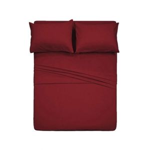 Rainbow Linen Jersey Fitted Bed Sheet For Mattress Red (RHP-129) - King Size