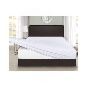 Rainbow Linen Jersey Fitted Bed Sheet King Size White (RHP225)