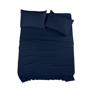 Rainbow Linen Jersey Fitted Bed Sheet King Size Navy Blue (RHP226)
