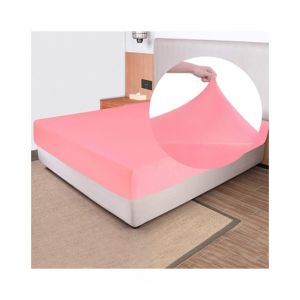 Rainbow Linen Jersey Fitted Bed Sheet King Size Pink (RHP229)