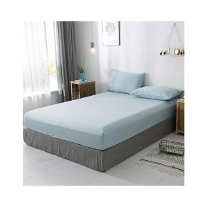 Rainbow Linen Jersey Fitted Bed Sheet Single Size Light Blue (RHP101)