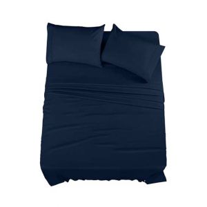Rainbow Linen Jersey Fitted Bed Sheet Single Size Navy Blue (RHP102)