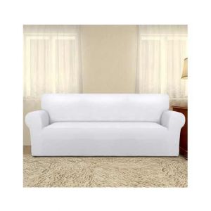 Rainbow Linen Jersey Sofa Cover 1 Seater White