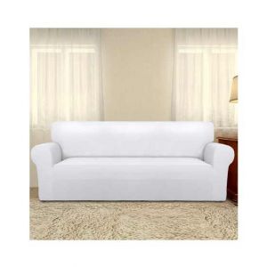 Rainbow Linen Jersey Sofa Cover 3 Seater White