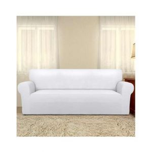 Rainbow Linen Jersey Sofa Cover 6 Seater White