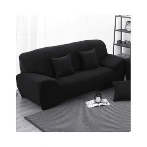Rainbow Linen Sofa Cover Black (2 Seater)