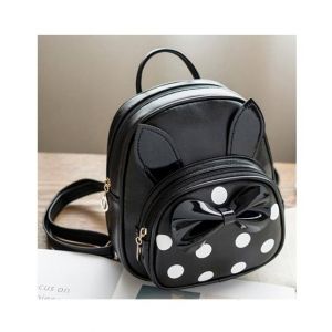 Rangoon Bow Polka Mini Backpack For Women Black
